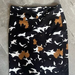 Talbots Black and Brown Floral Pencil Skirt